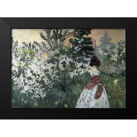 Spring Black Modern Wood Framed Art Print by Borisov-Musatov, Viktor E.