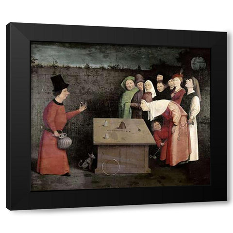 Conjuror Black Modern Wood Framed Art Print with Double Matting by Bosch, Hieronymus