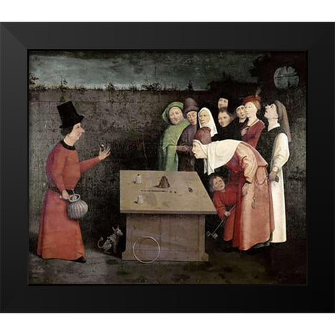 Conjuror Black Modern Wood Framed Art Print by Bosch, Hieronymus