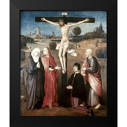 Crucifixion Black Modern Wood Framed Art Print by Bosch, Hieronymus