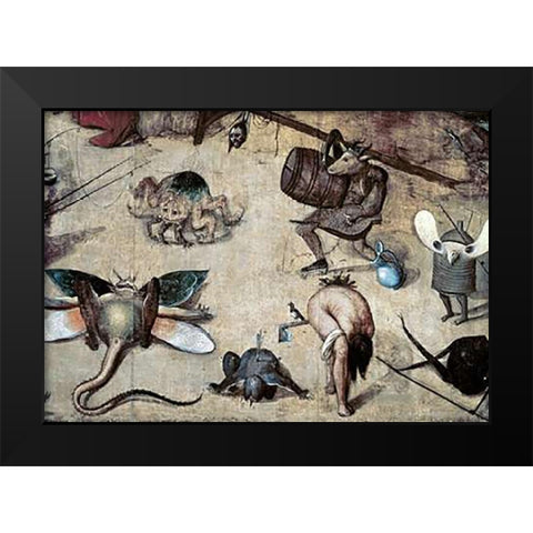 Temptation of St. Anthony - Detail Black Modern Wood Framed Art Print by Bosch, Hieronymus