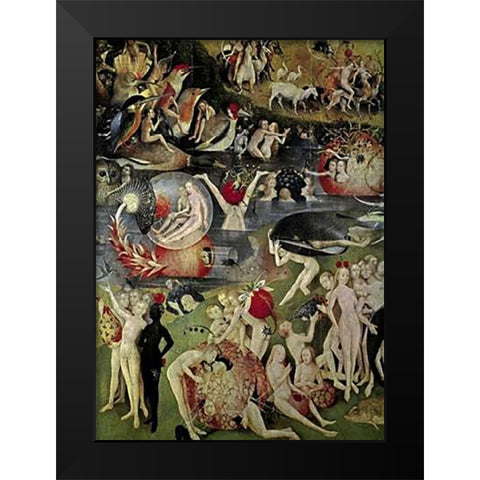 The Garden of Earthly Delights (Detail) Black Modern Wood Framed Art Print by Bosch, Hieronymus