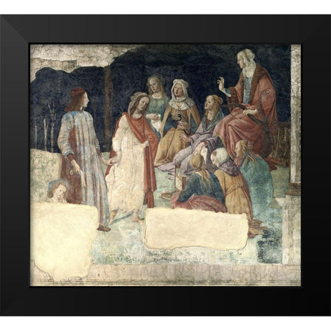 A Young Man Is Greeted By The Liberal Arts Black Modern Wood Framed Art Print by Botticelli, Sandro