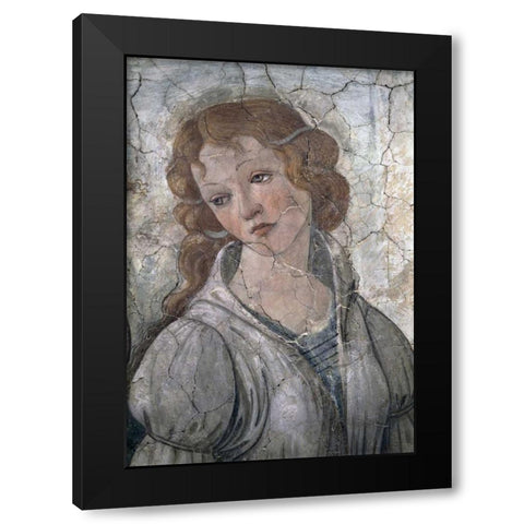 A Young Woman Receives Gifts From Venus and The Three Graces - Detail Black Modern Wood Framed Art Print with Double Matting by Botticelli, Sandro