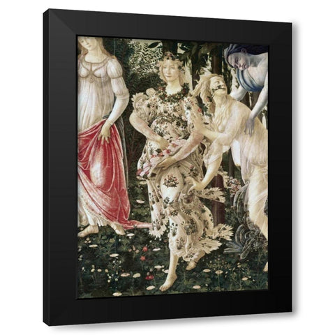 La Primavera - Detail Black Modern Wood Framed Art Print by Botticelli, Sandro