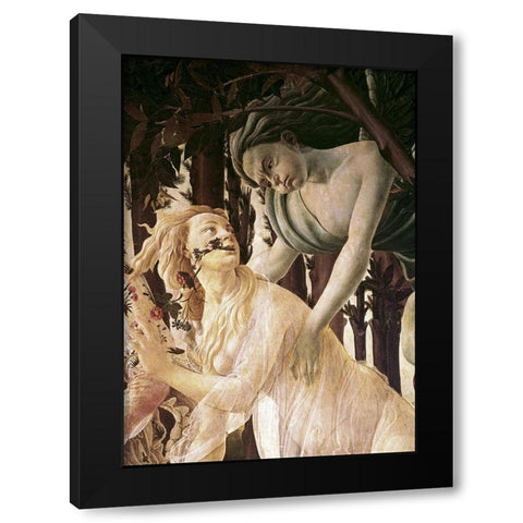 La Primavera (Detail) Black Modern Wood Framed Art Print by Botticelli, Sandro