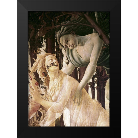 La Primavera (Detail) Black Modern Wood Framed Art Print by Botticelli, Sandro