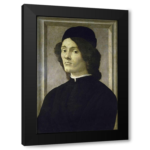 Portrait of a Manlate Black Modern Wood Framed Art Print by Botticelli, Sandro