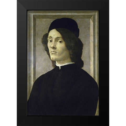 Portrait of a Manlate Black Modern Wood Framed Art Print by Botticelli, Sandro