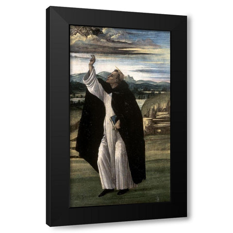 Saint Dominic Black Modern Wood Framed Art Print with Double Matting by Botticelli, Sandro