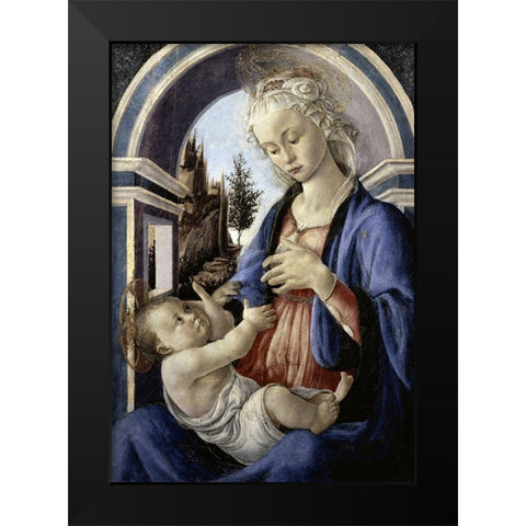 Virgin and Child Black Modern Wood Framed Art Print by Botticelli, Sandro