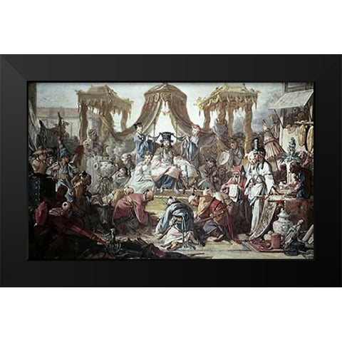 Chinese Curio:Audience of The Chinese Emperor Black Modern Wood Framed Art Print by Boucher, Francois
