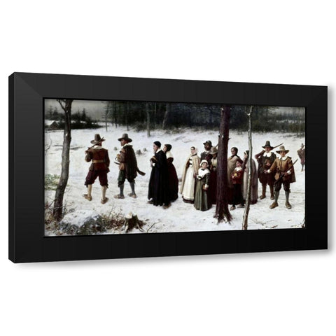 Pilgrims Going To Church Black Modern Wood Framed Art Print by Boughton, George Henry