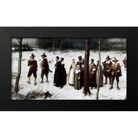 Pilgrims Going To Church Black Modern Wood Framed Art Print by Boughton, George Henry