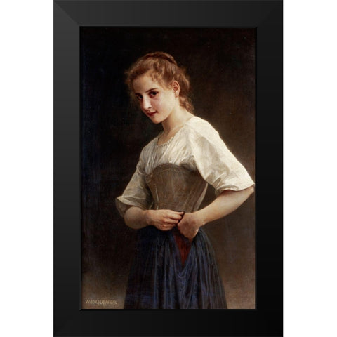 At the Start of the Day Black Modern Wood Framed Art Print by Bouguereau, William-Adolphe