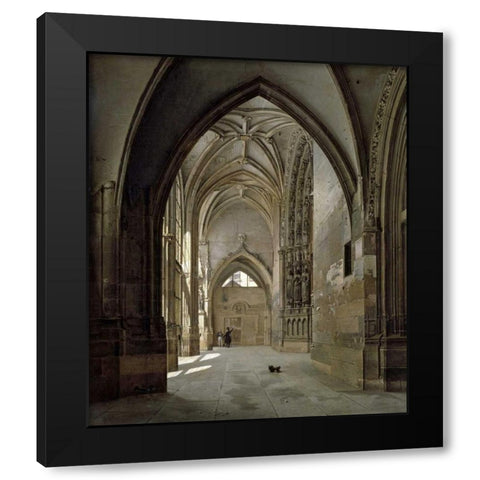 Portal of St. Germain LAuxerrois Black Modern Wood Framed Art Print with Double Matting by Bouhot, Etienne