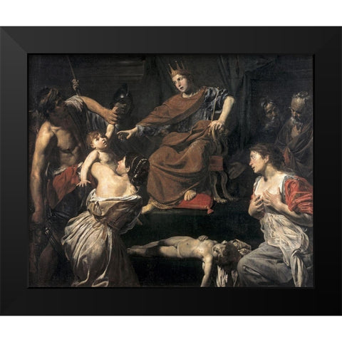 Judgement of Solomon Black Modern Wood Framed Art Print by Boulogne, Jean Valentin de