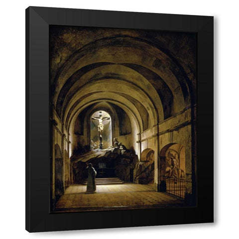Chapelle Du Calvaire Black Modern Wood Framed Art Print with Double Matting by Bouton, Charles-Marie