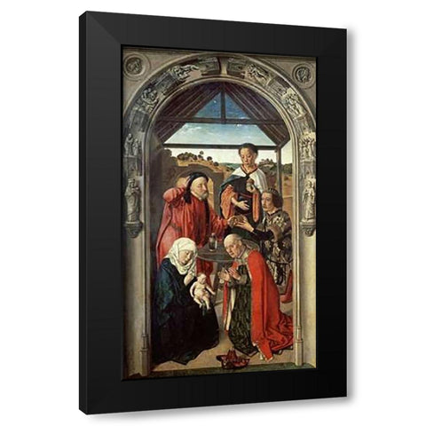 Adoration of The Magi Black Modern Wood Framed Art Print by Bouts, Aelbrecht