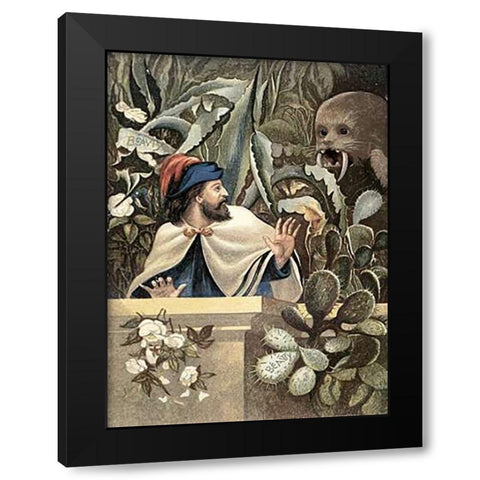 Upon The Strange, Prickly Leaves, Someone Has Carved The Beasts Name Black Modern Wood Framed Art Print by Boyle, Eleanor Vere