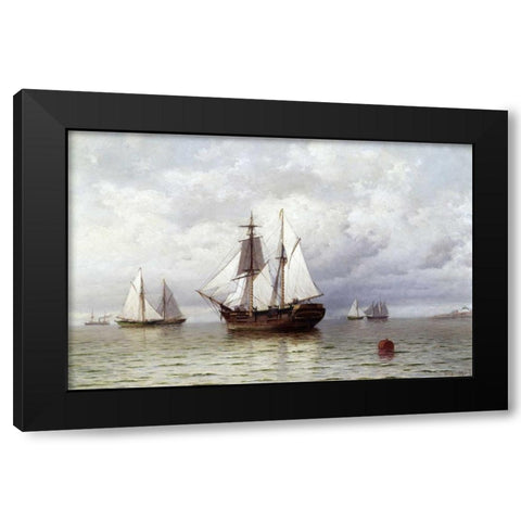 Outward Bound Whaler Black Modern Wood Framed Art Print by Bradford, William