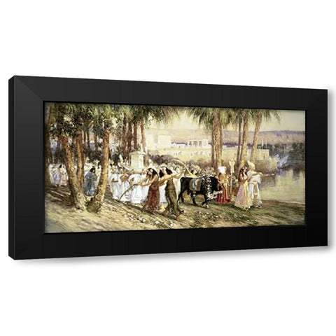 Egyptian Procession Black Modern Wood Framed Art Print by Bridgman, Frederick Arthur