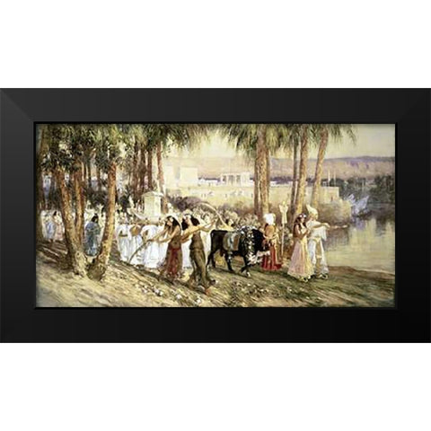 Egyptian Procession Black Modern Wood Framed Art Print by Bridgman, Frederick Arthur
