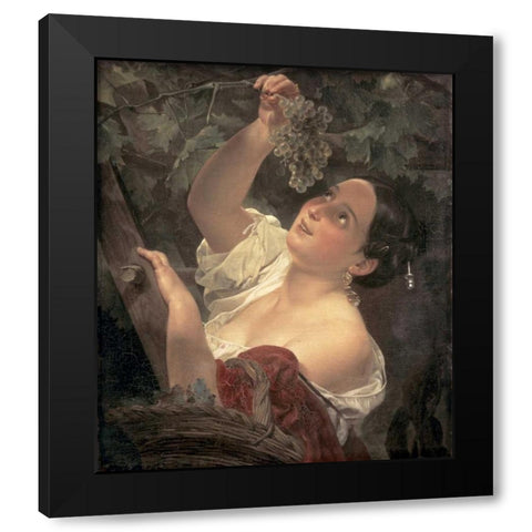 Noon in Italy Black Modern Wood Framed Art Print with Double Matting by Briullov, Karl Pavlovic