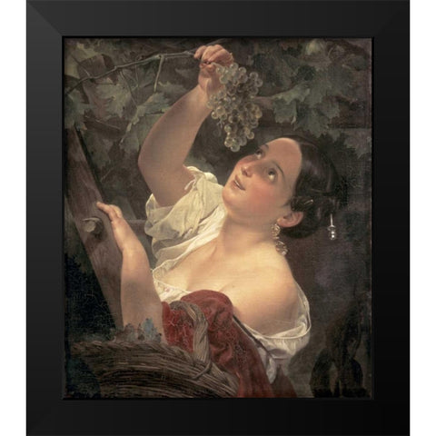 Noon in Italy Black Modern Wood Framed Art Print by Briullov, Karl Pavlovic
