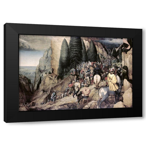 The Conversion of Saint Paul Black Modern Wood Framed Art Print by Bruegel the Elder, Pieter