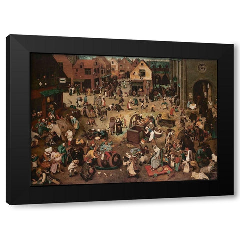 The Fight Between Carnival and Lent Black Modern Wood Framed Art Print with Double Matting by Bruegel the Elder, Pieter
