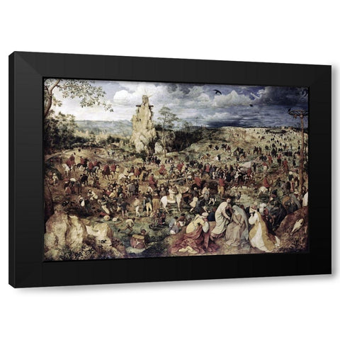 The Procession to Calvary Black Modern Wood Framed Art Print by Bruegel the Elder, Pieter