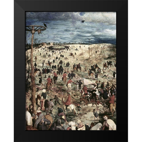 The Procession to Calvary (Detail) (II) Black Modern Wood Framed Art Print by Bruegel the Elder, Pieter