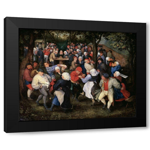 Village Celebration (II) Black Modern Wood Framed Art Print by Bruegel the Elder, Pieter