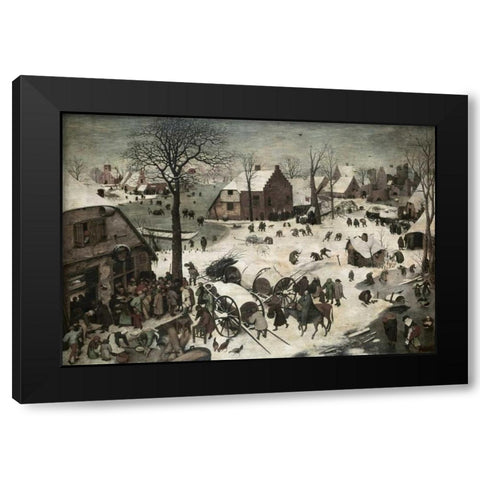 Census at Bethlehem Black Modern Wood Framed Art Print by Bruegel, Pieter the Elder