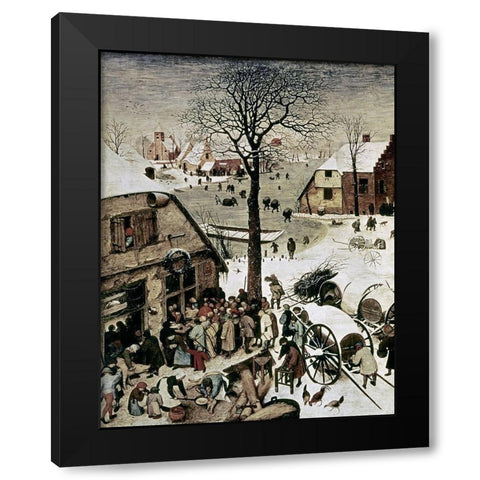 Census at Bethlehem - Detail Black Modern Wood Framed Art Print with Double Matting by Bruegel the Elder, Pieter