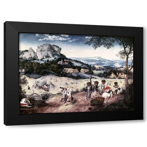 Haymaking Black Modern Wood Framed Art Print by Bruegel the Elder, Pieter