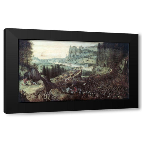 Suicide of Saul Black Modern Wood Framed Art Print by Bruegel the Elder, Pieter