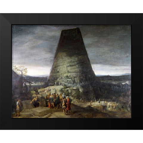 Tower of Babel Black Modern Wood Framed Art Print by Bruegel the Younger, Pieter