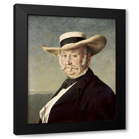 General John A. Sutter Black Modern Wood Framed Art Print with Double Matting by Buchser, Frank