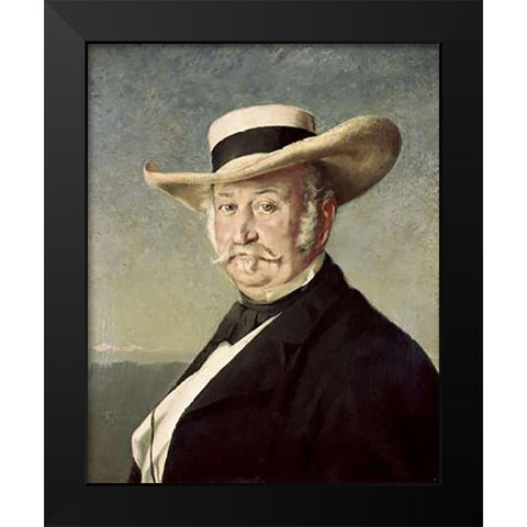 General John A. Sutter Black Modern Wood Framed Art Print by Buchser, Frank