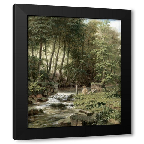 An Alpine Lake Landscape Black Modern Wood Framed Art Print by Buhler, Franz Xaver