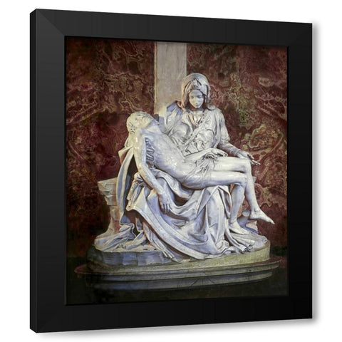 Pieta Black Modern Wood Framed Art Print with Double Matting by Michelangelo