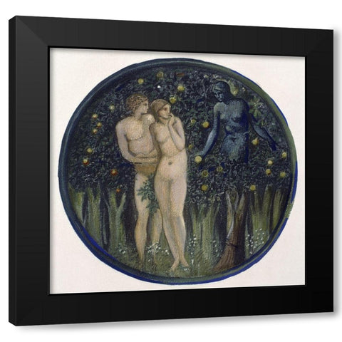 Temptation Black Modern Wood Framed Art Print with Double Matting by Burne-Jones, Sir Edward