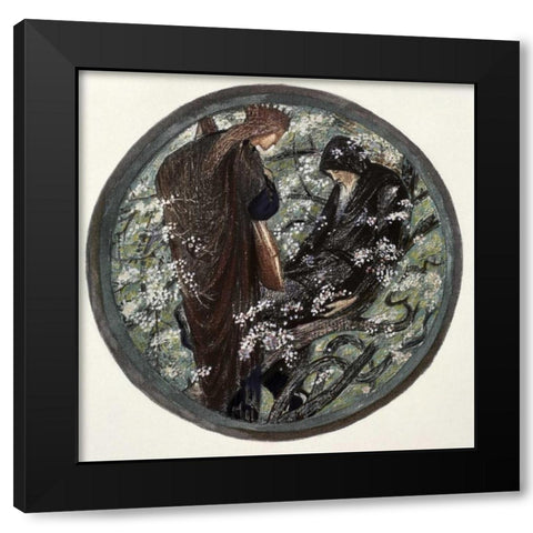 Witches Tree. Nimue Beguiling Merlin With Enchantment Black Modern Wood Framed Art Print by Burne-Jones, Sir Edward