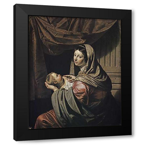Madonna and Child Black Modern Wood Framed Art Print by Van Bylert, Jan