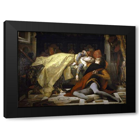 Death of Francesca De Rimini and Paolo Malatesta Black Modern Wood Framed Art Print by Cabanel, Alexandre