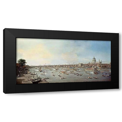 London and The Thames Black Modern Wood Framed Art Print with Double Matting by Canaletto