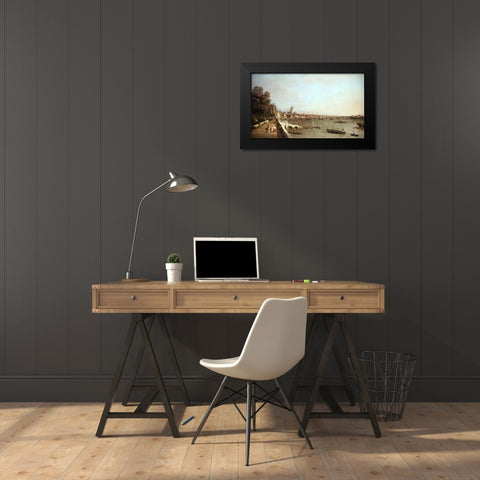 London From Somerset House Black Modern Wood Framed Art Print by Canaletto