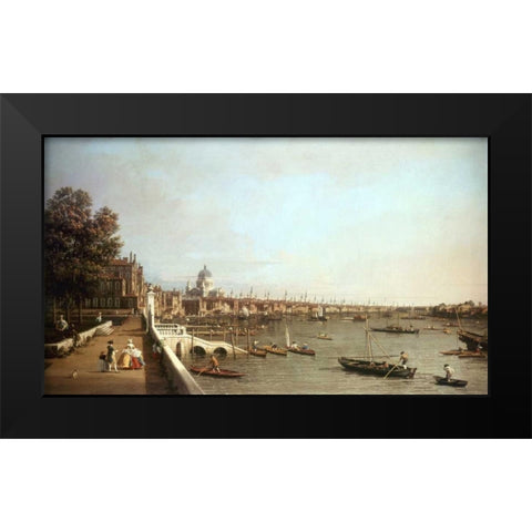 London From Somerset House Black Modern Wood Framed Art Print by Canaletto